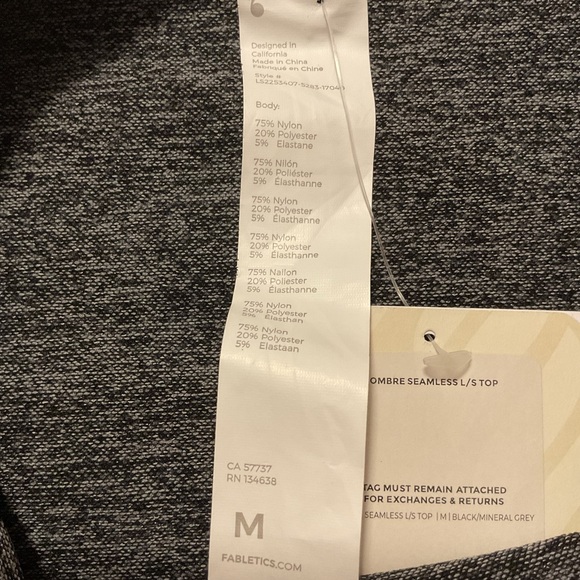 Fabletics Women’s Ombre Seamless Top Gray Long Sleeve - Picture 7 of 9
